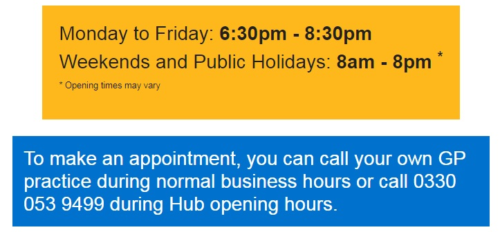 GP hubs opening and booking GP hubs opening and booking